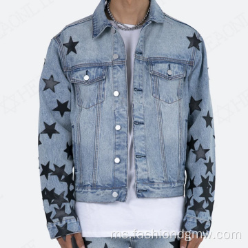 Jaket jean jean sticker star yang disesuaikan